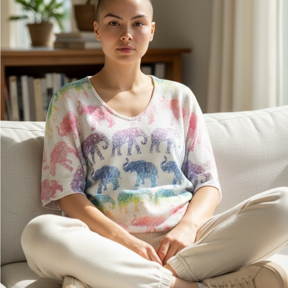 Gaze Multicolor Elephant Print Sweater